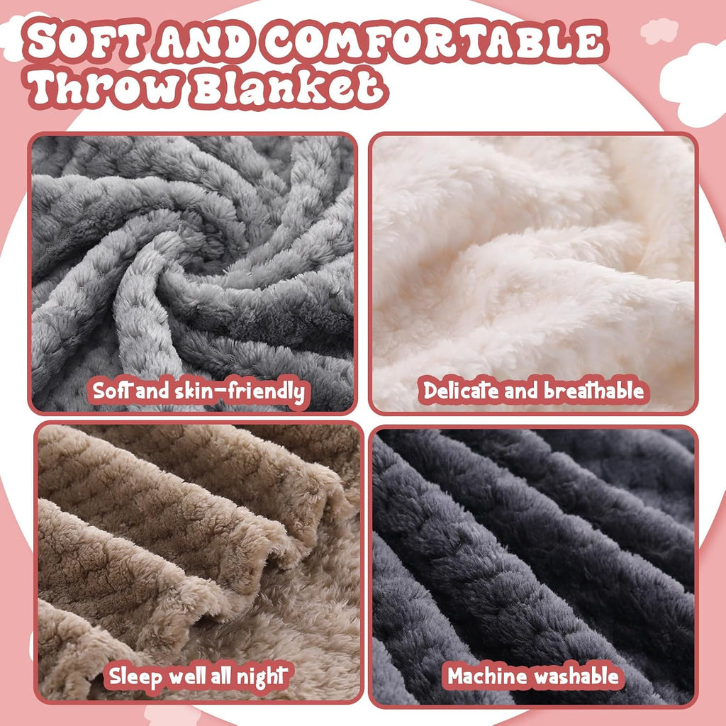 Waffle Knit Fleece Throw Blanket, Set of 4 – Neutral Tones