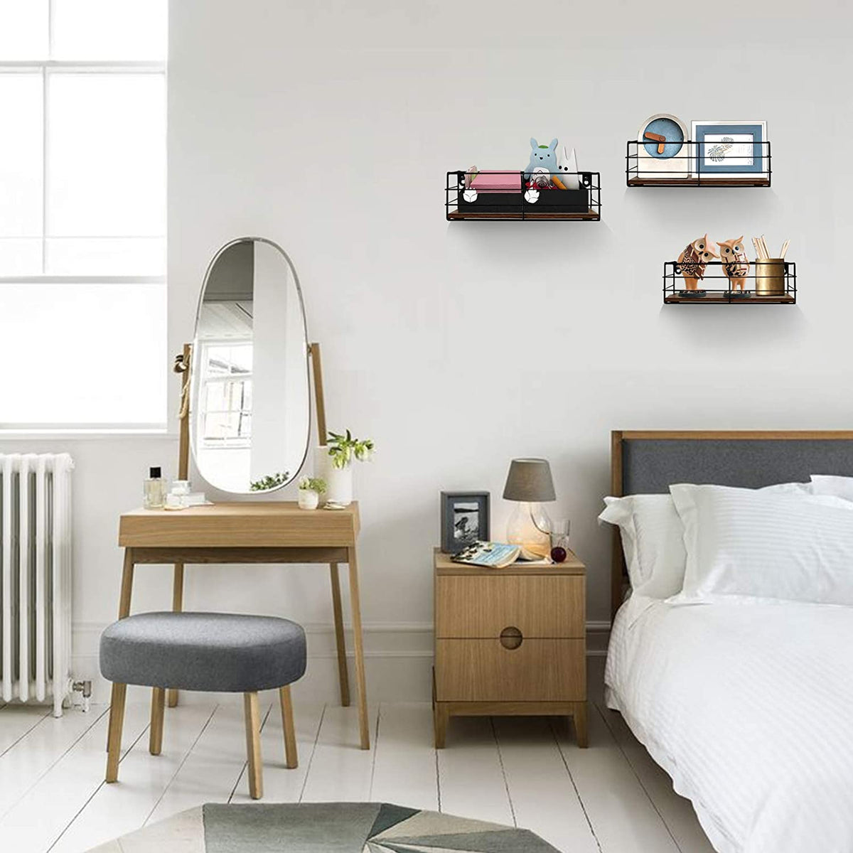 Floating Shelves Wall Mounted Set of 3, Hanging Storage Wall Shelf for Bathroom, Living Room, Bedroom, Kitchen Home