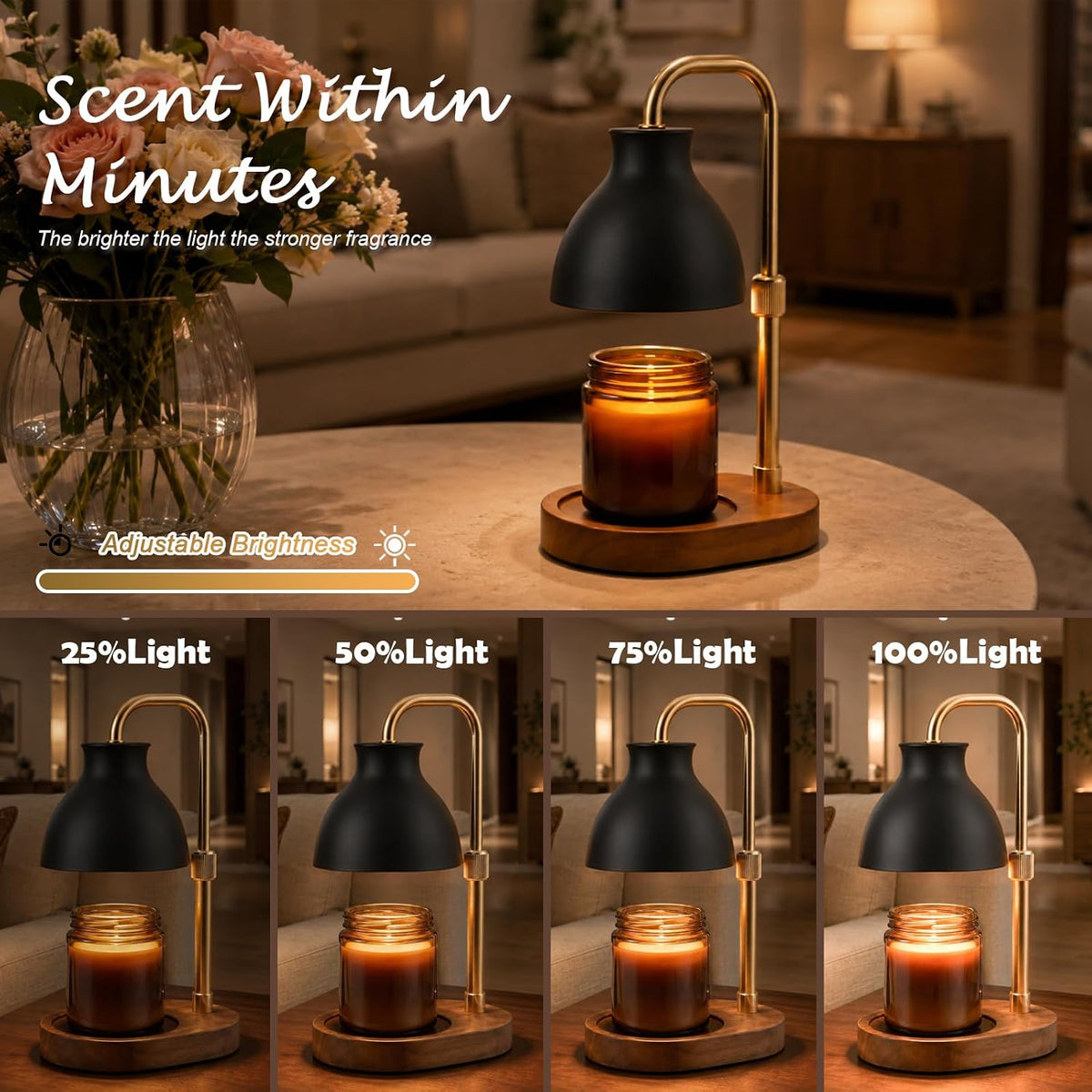 Candle Warmer Lamp with Timer – Adjustable Height