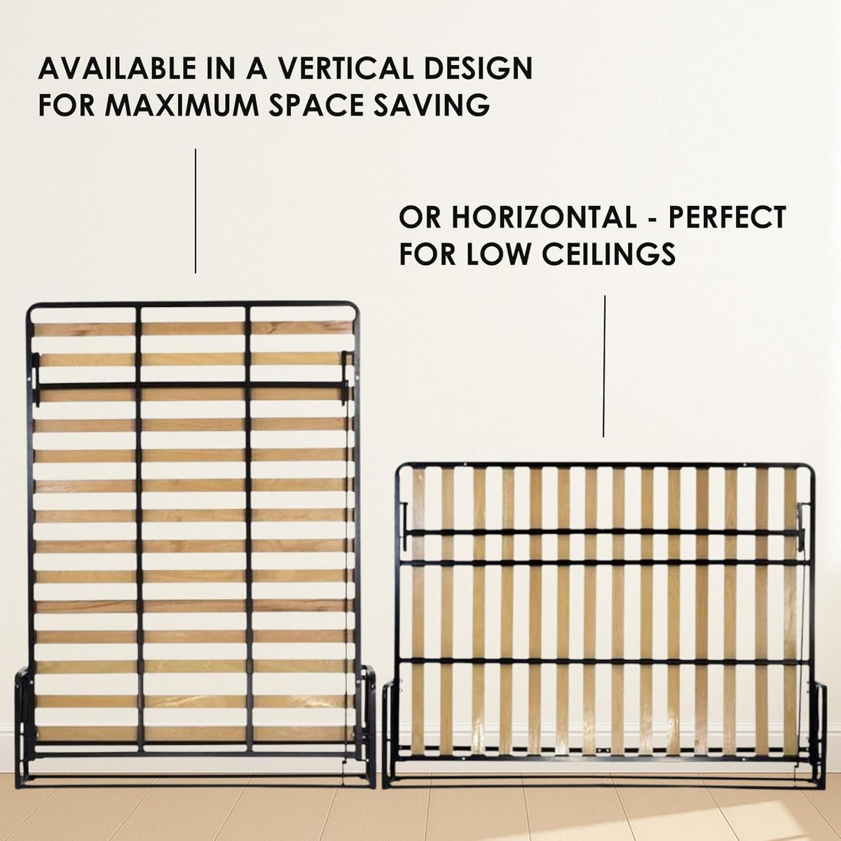 Vertical and horizontal murphy bed frame designs comparison