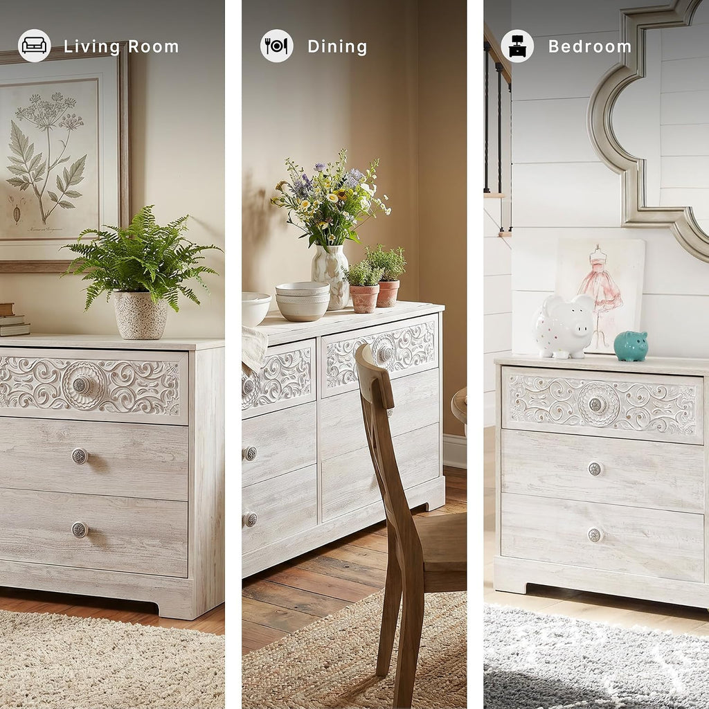 Signature Design by Ashley Paxberry Boho Dresser, Whitewash