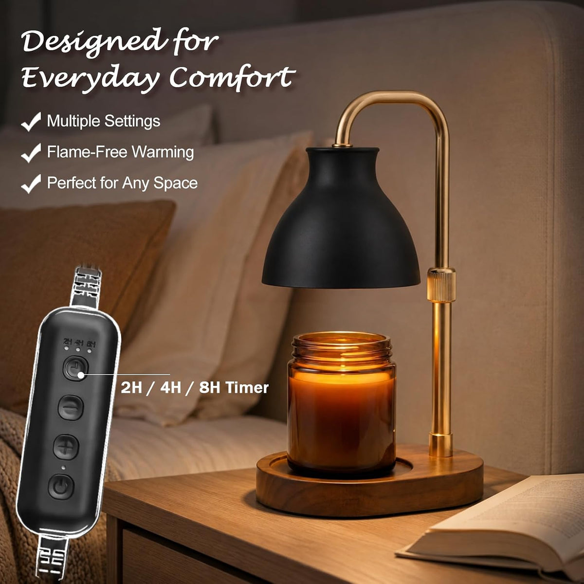 Candle Warmer Lamp with Timer – Adjustable Height