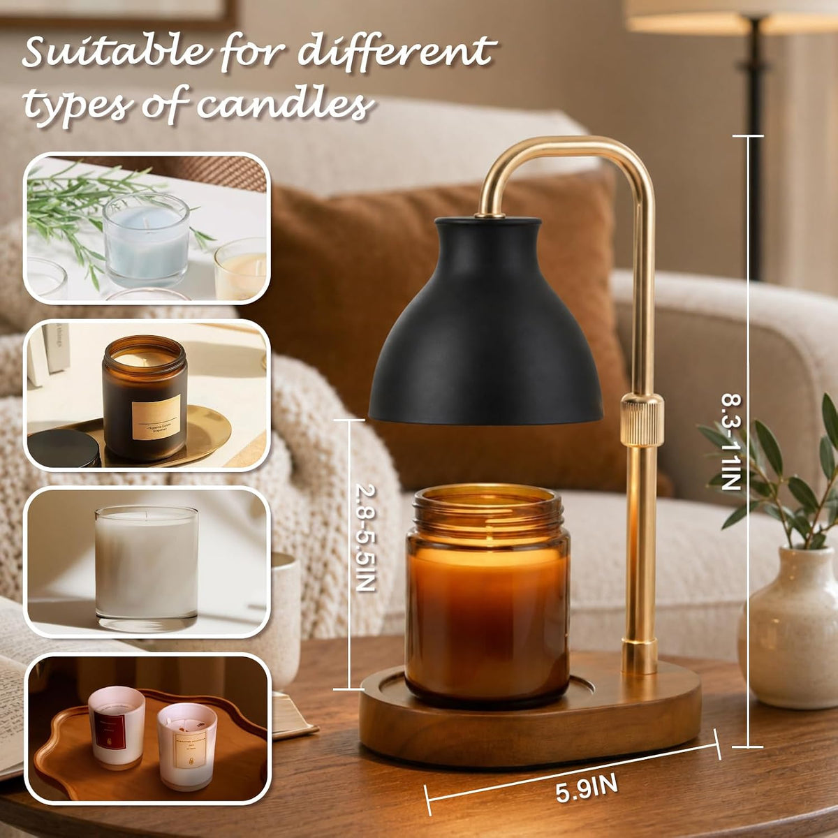 Candle Warmer Lamp with Timer – Adjustable Height