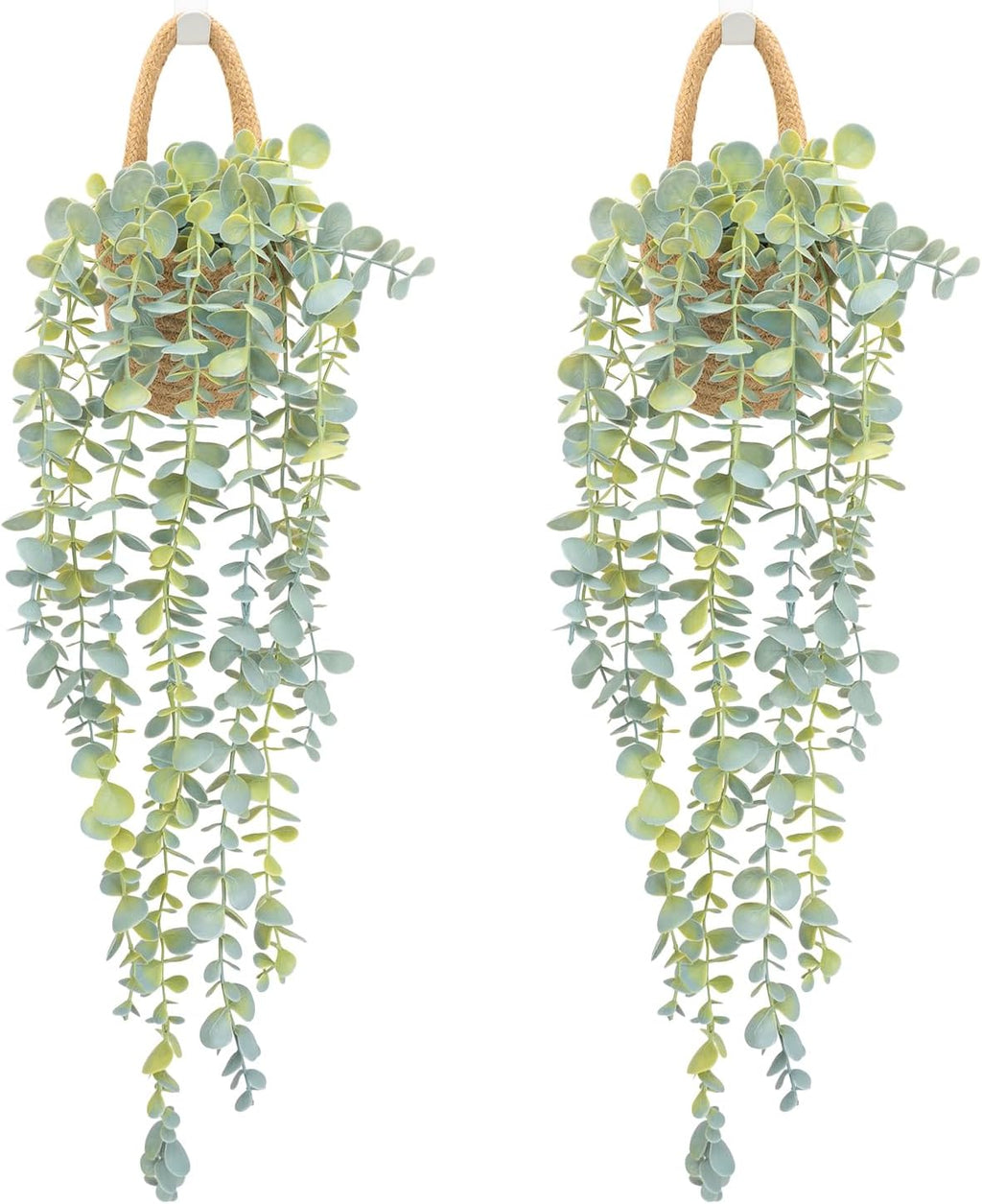 Faux Eucalyptus Hanging Plant in Woven Planter