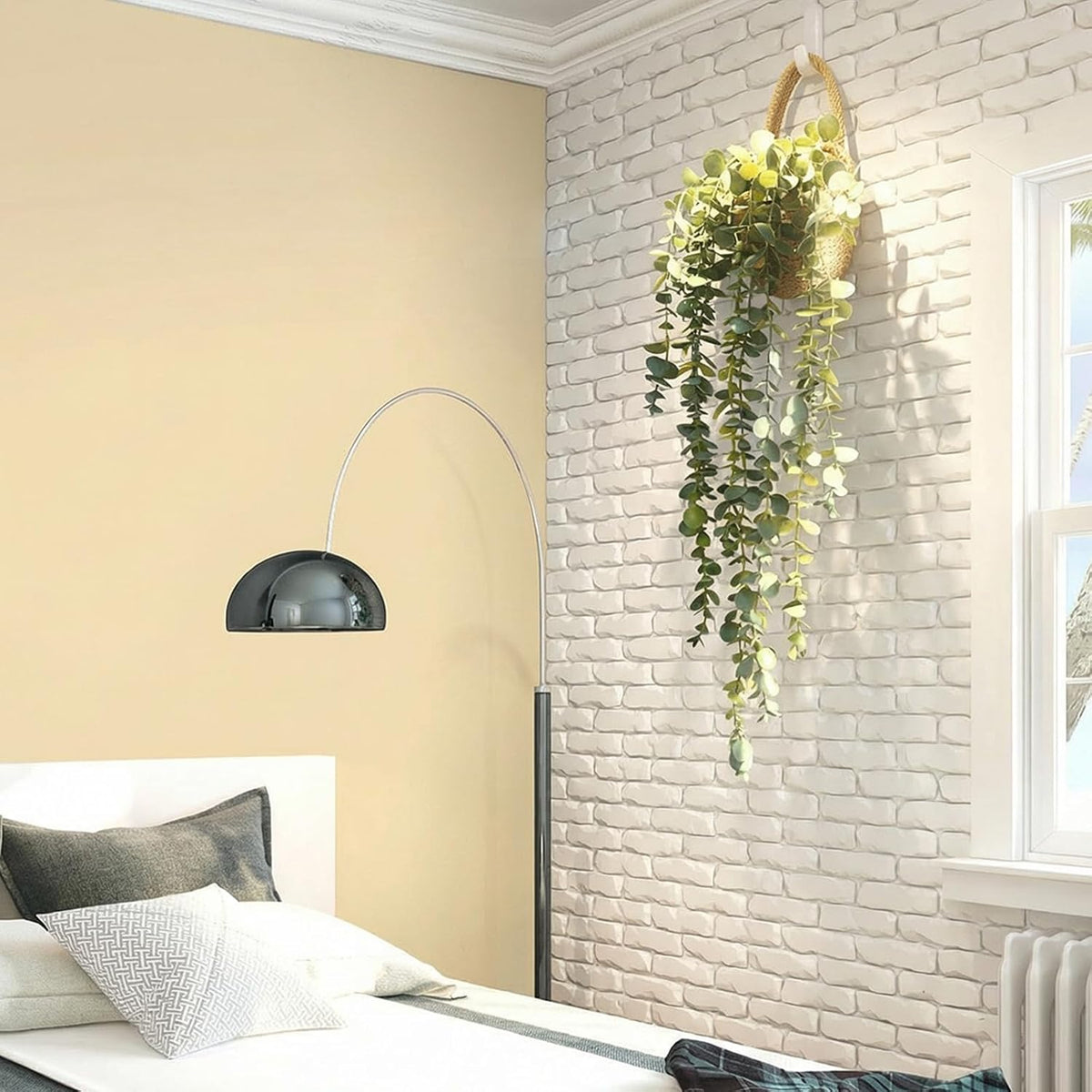 Faux Eucalyptus Hanging Plant in Woven Planter