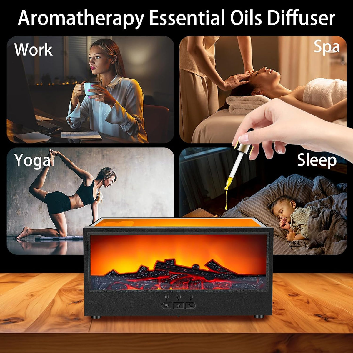 Fireplace Flame Essential Oil Diffuser & Humidifier