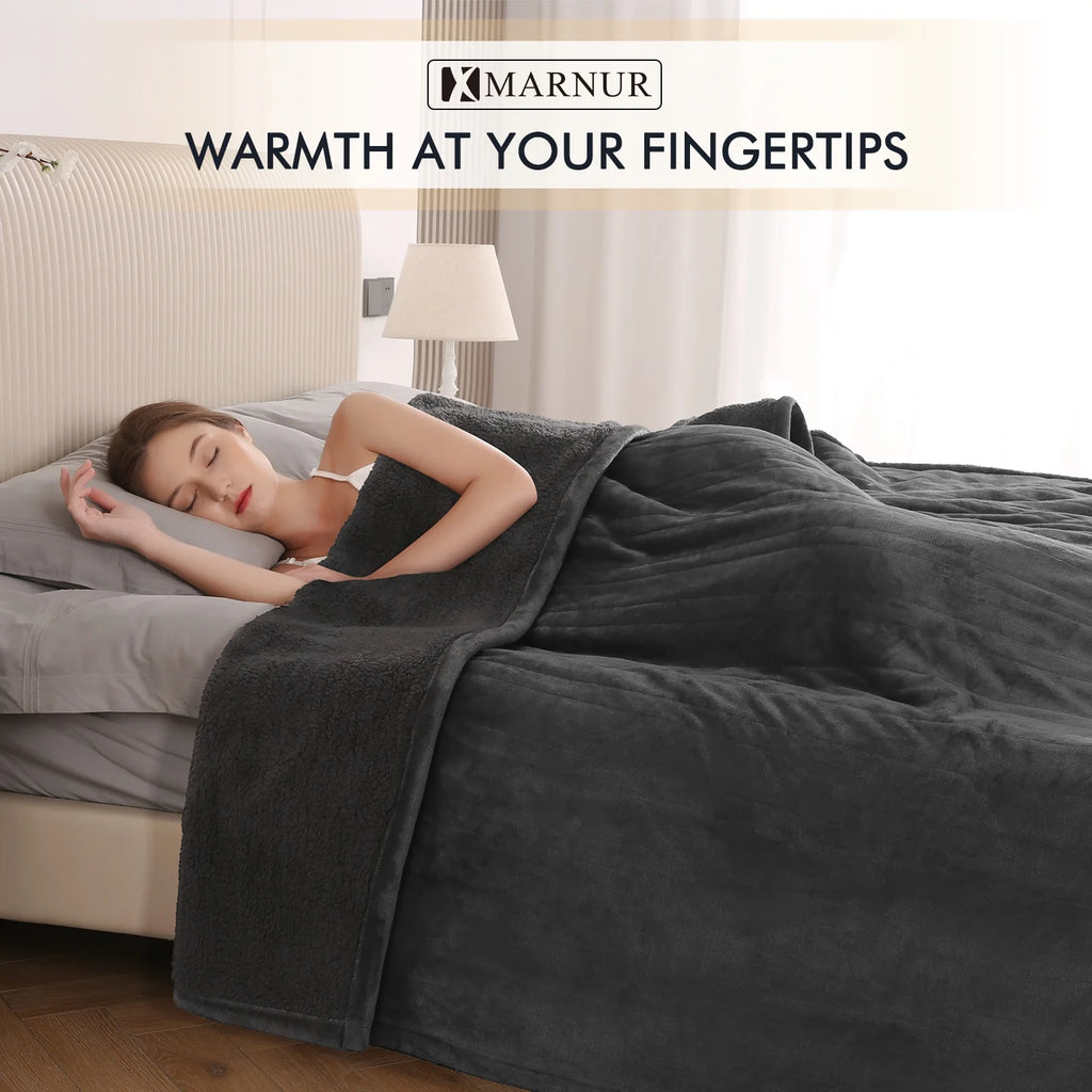 Heated Blanket Queen Size 84''X90'', Fast Heating with Dual Controllers Electric Blanket, 10 Heating Levels, 10H Timer, Preheat Function - Gray