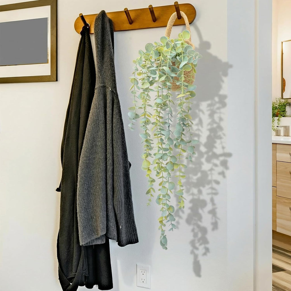 Faux Eucalyptus Hanging Plant in Woven Planter