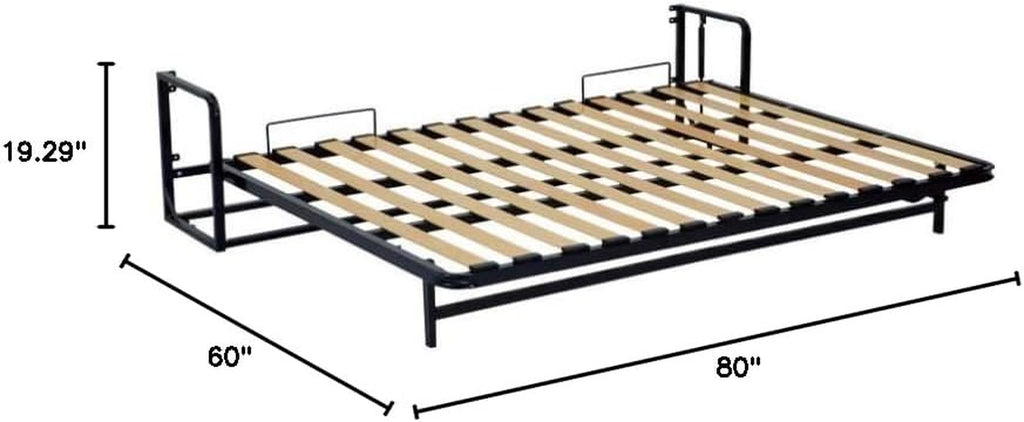 Murphy bed frame dimensions diagram, 60 by 80 inches