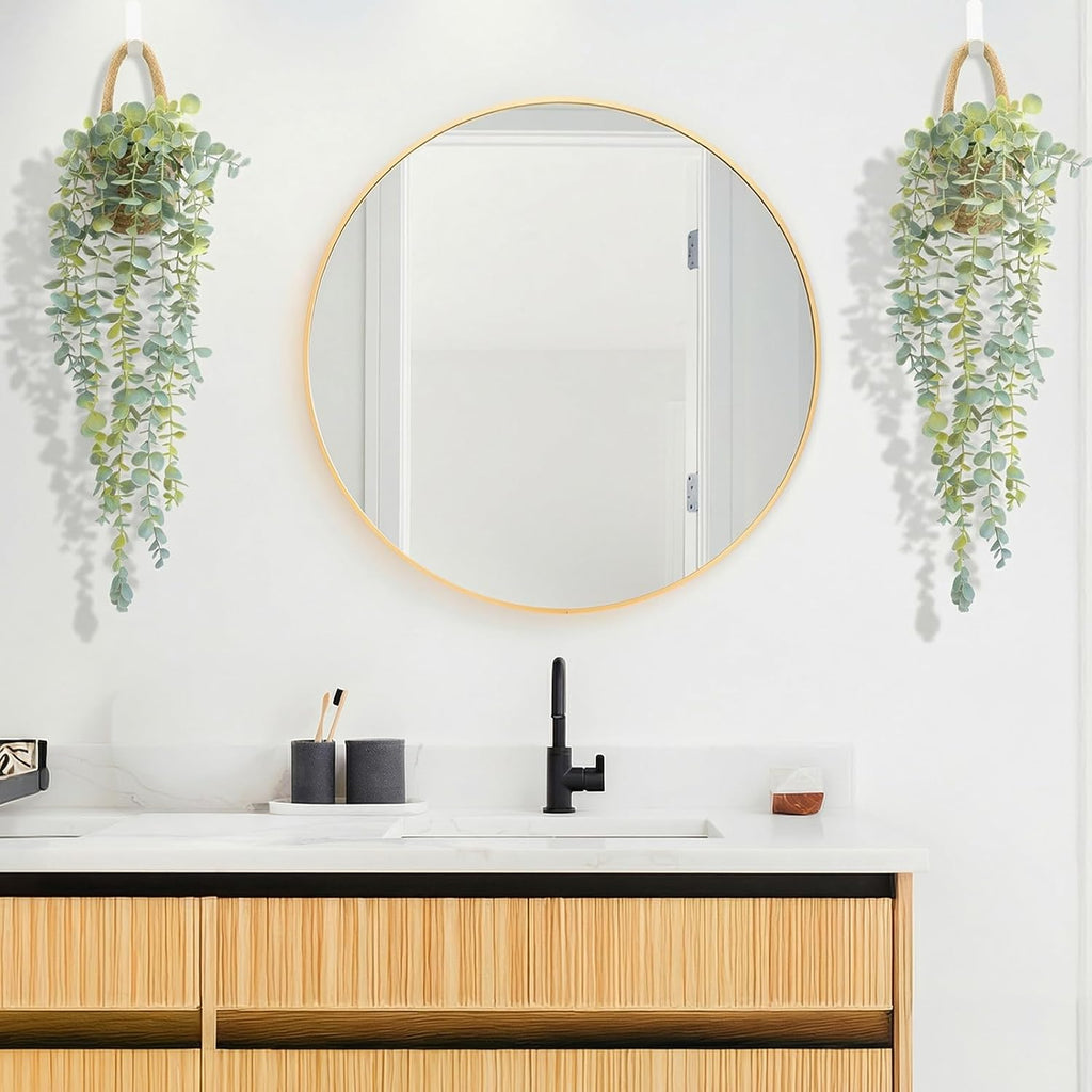 Faux Eucalyptus Hanging Plant in Woven Planter