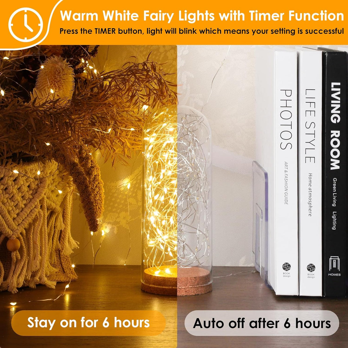 Warm White Fairy String Lights with Remote & Timer