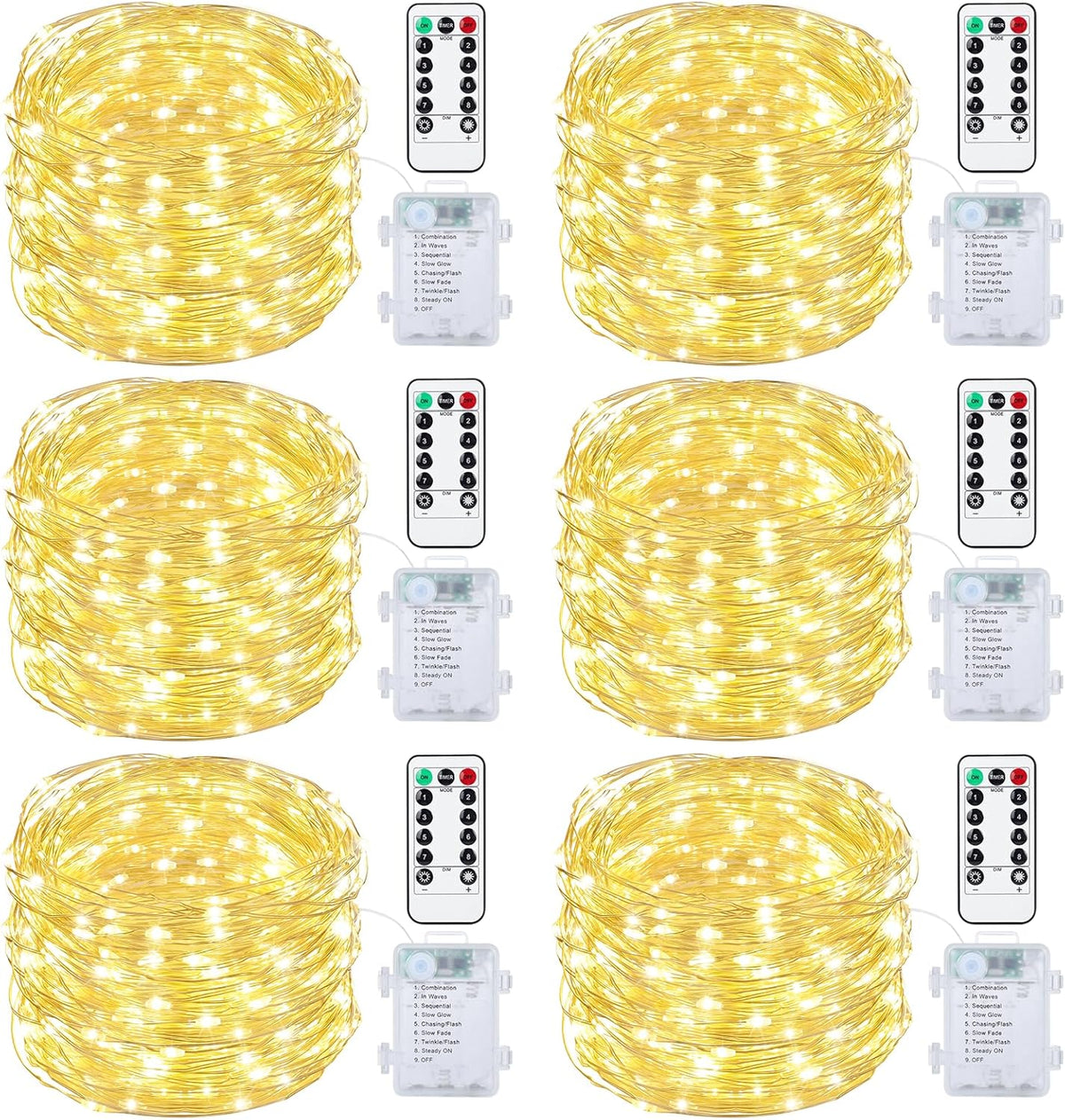 Warm White Fairy String Lights with Remote & Timer