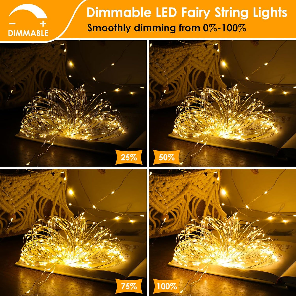 Warm White Fairy String Lights with Remote & Timer